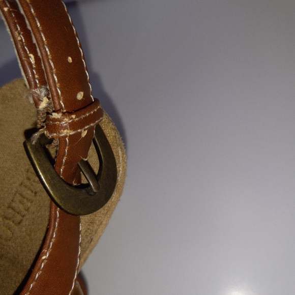 MERONA 4 in. Wedge 7.5 brown strappy sandal with cork look wedge 90's - Picture 6 of 7